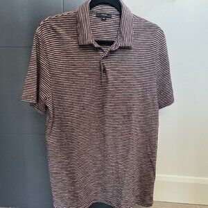 VINCE Burgundy Stripe Polo Men's M